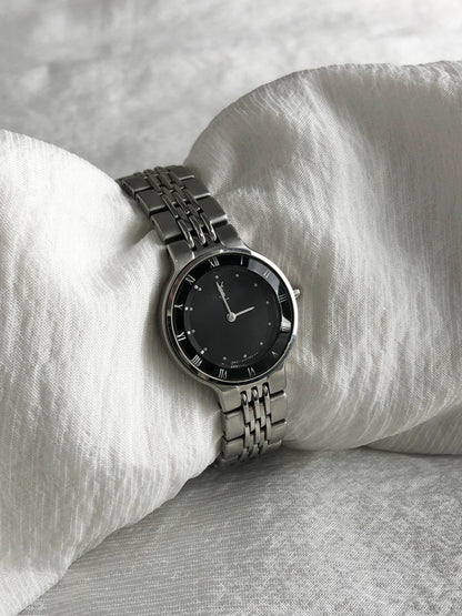 Yves Saint Laurent YSL Logo Watch Silver 5421-H17785 Vintage wivr8g