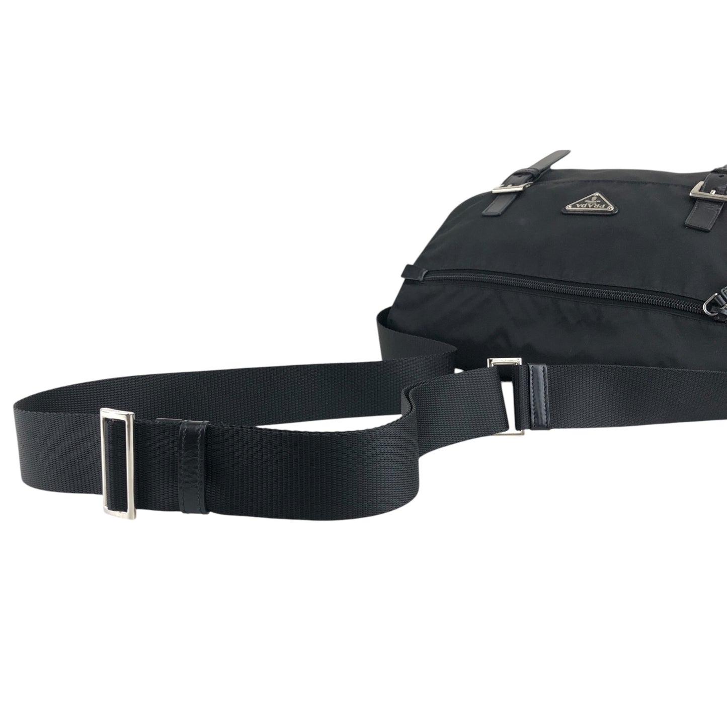 PRADA Tessuto Triangle Logo Shoulder bag Black Vintage zrh5tr