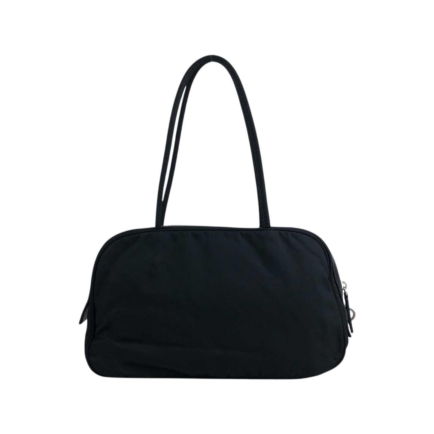 PRADA 三角形標誌前口袋小號波士頓包手提包黑色復古 k2g4ss