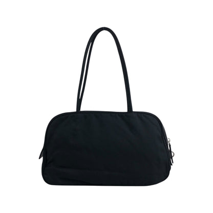 PRADA 三角形標誌前口袋小號波士頓包手提包黑色復古 k2g4ss