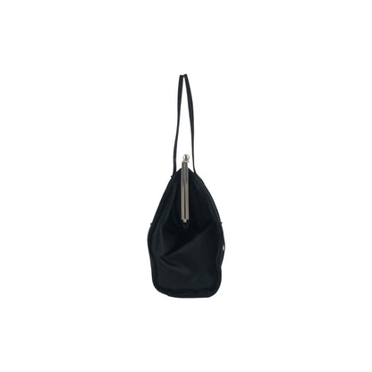 PRADA Logo Metal Clasp Small Handbag Black Vintage sh35vg