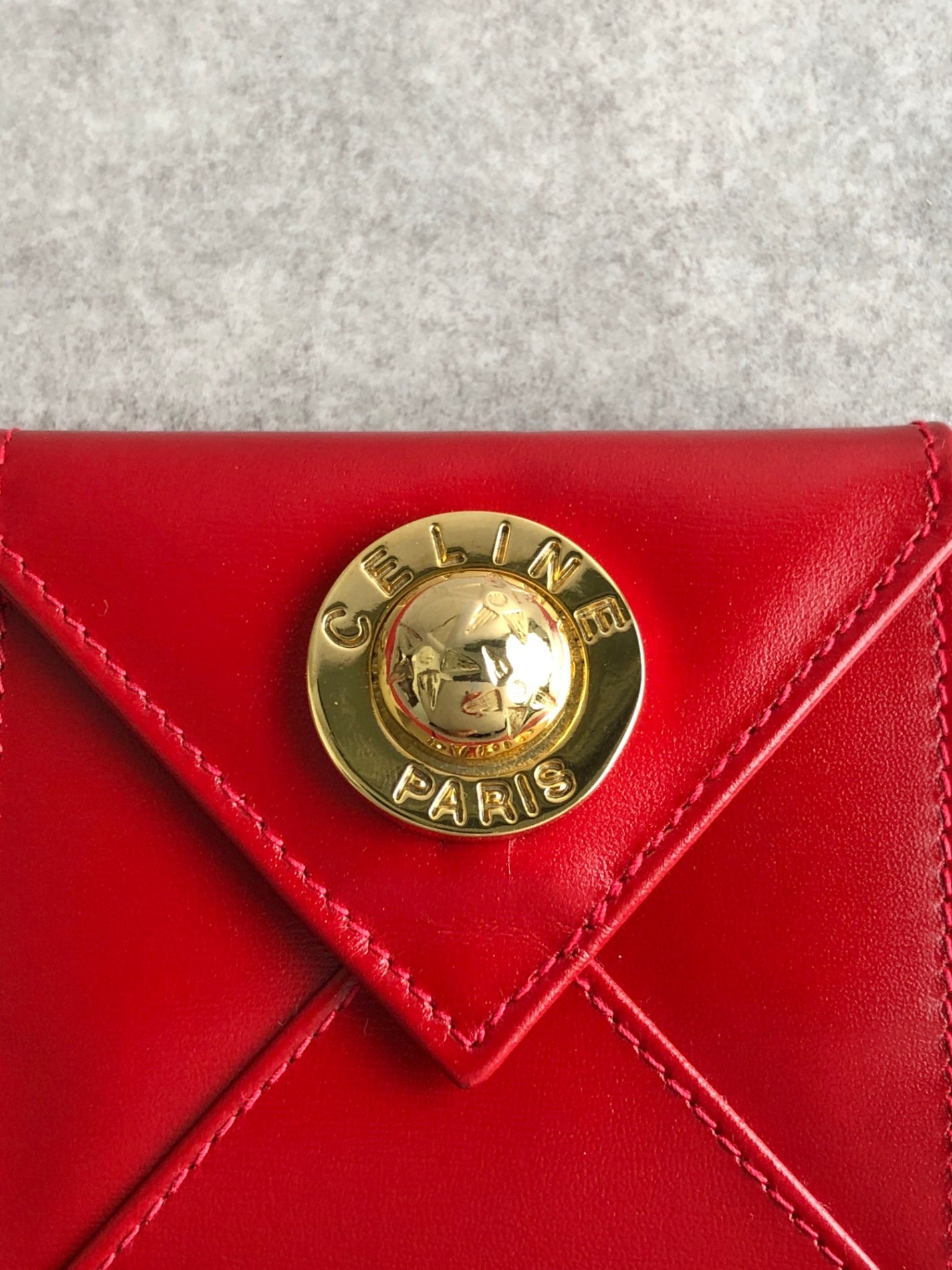 CELINE Starball Coin Purse Red Vintage f5dka3