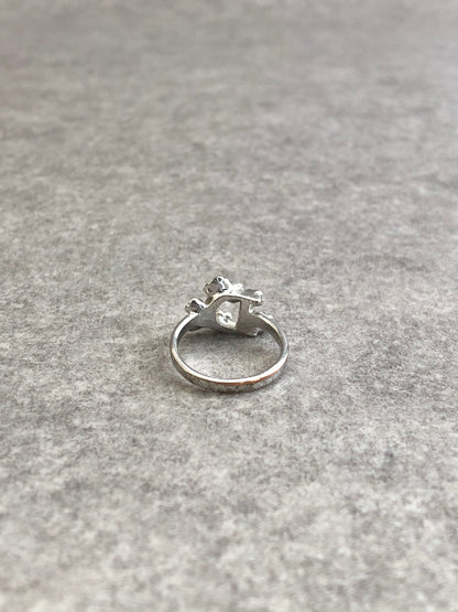 Christian Dior Rhinestone Ring Silver×Pink Vintage ud6td8