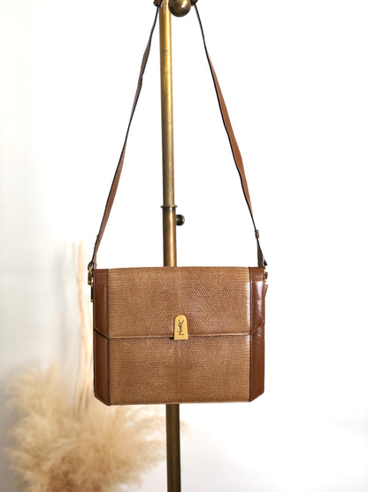 Yves Saint Laurent YSL Logo Handbag Shoulder bag Brown Vintage 2hmb86