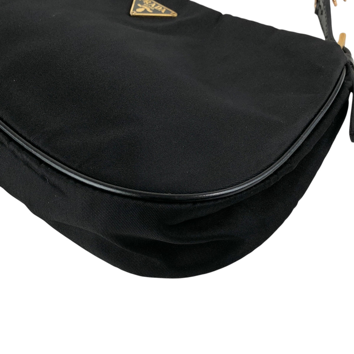 PRADA Tessuto Triangle Logo Chain Shoulder bag Black Vintage z4kic8