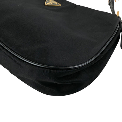 PRADA Tessuto Triangle Logo Chain Shoulder bag Black Vintage z4kic8