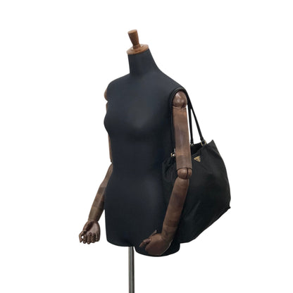 PRADA Tessuto Triangle Logo Handbag Totebag Black Vintage p8z2vd