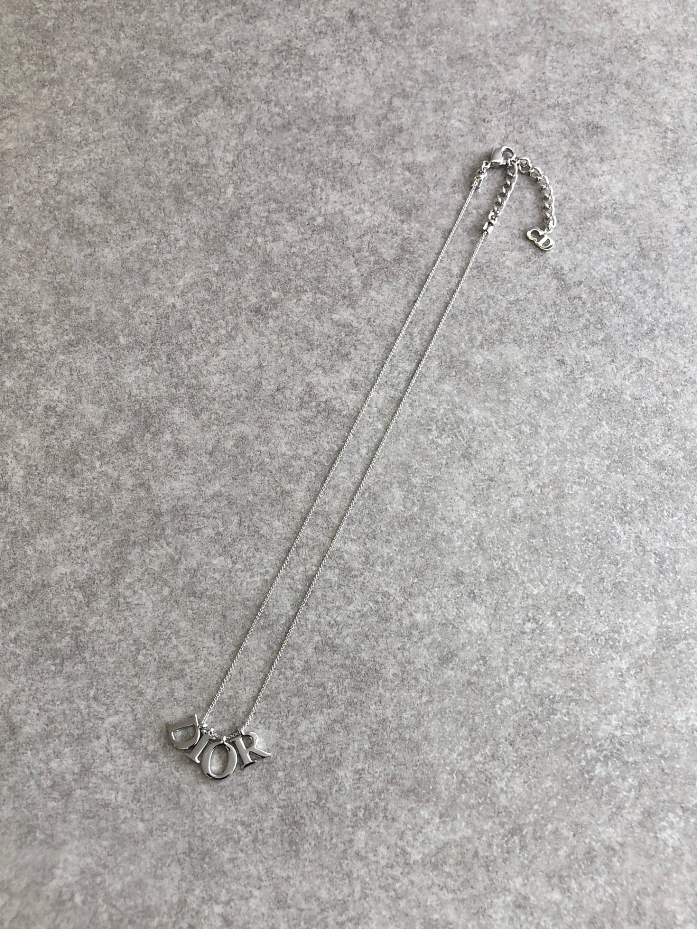 Christian Dior Logo Motif Necklace Silver Vintage 2wf278