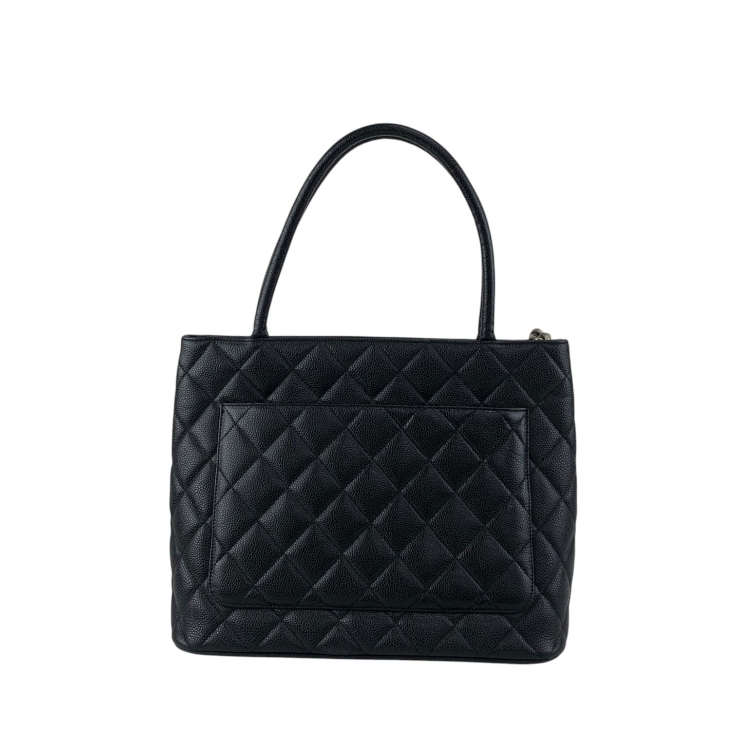 CHANEL Coco Mark Caviar Leather Handbag Black Vintage c6sifv