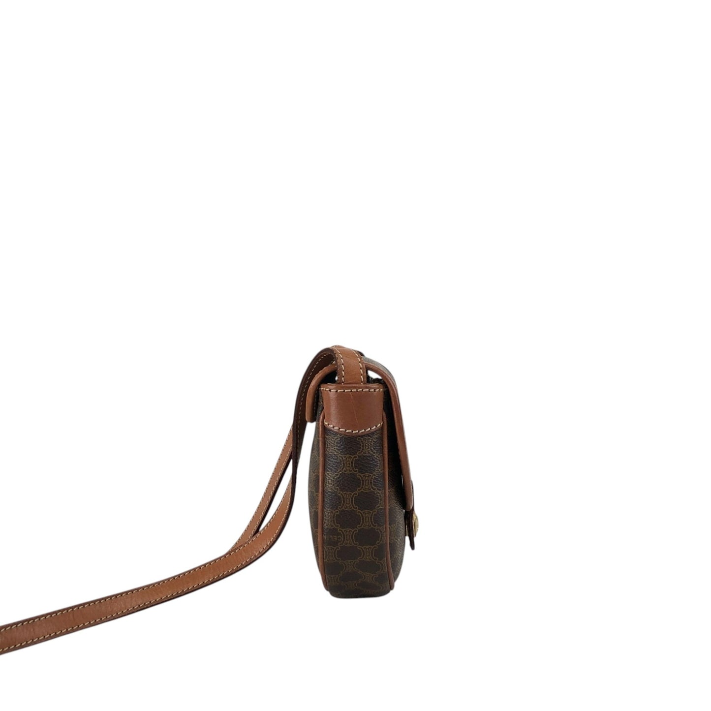 CELINE Macadam Triomphe Shoulder bag Brown Vintage hddfhp