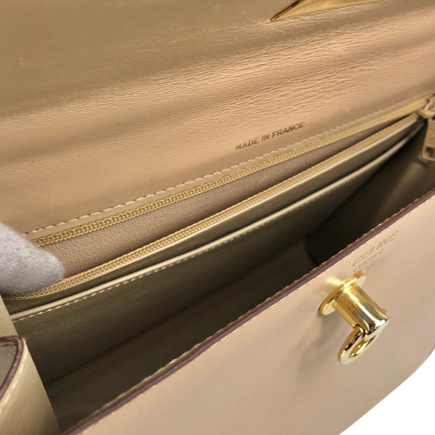 CELINE Gancini Handbag Beige Vintage fz83cr