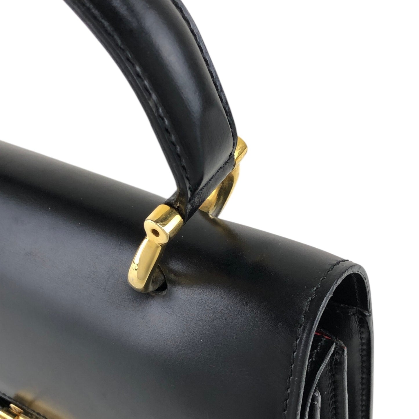 CELINE Horse Bit Double Flap Handbag Black Vintage eysscs