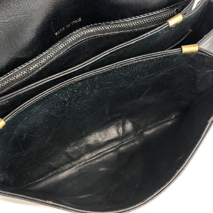CELINE 馬銜扣皮革斜背包 黑色復古 p25eua 