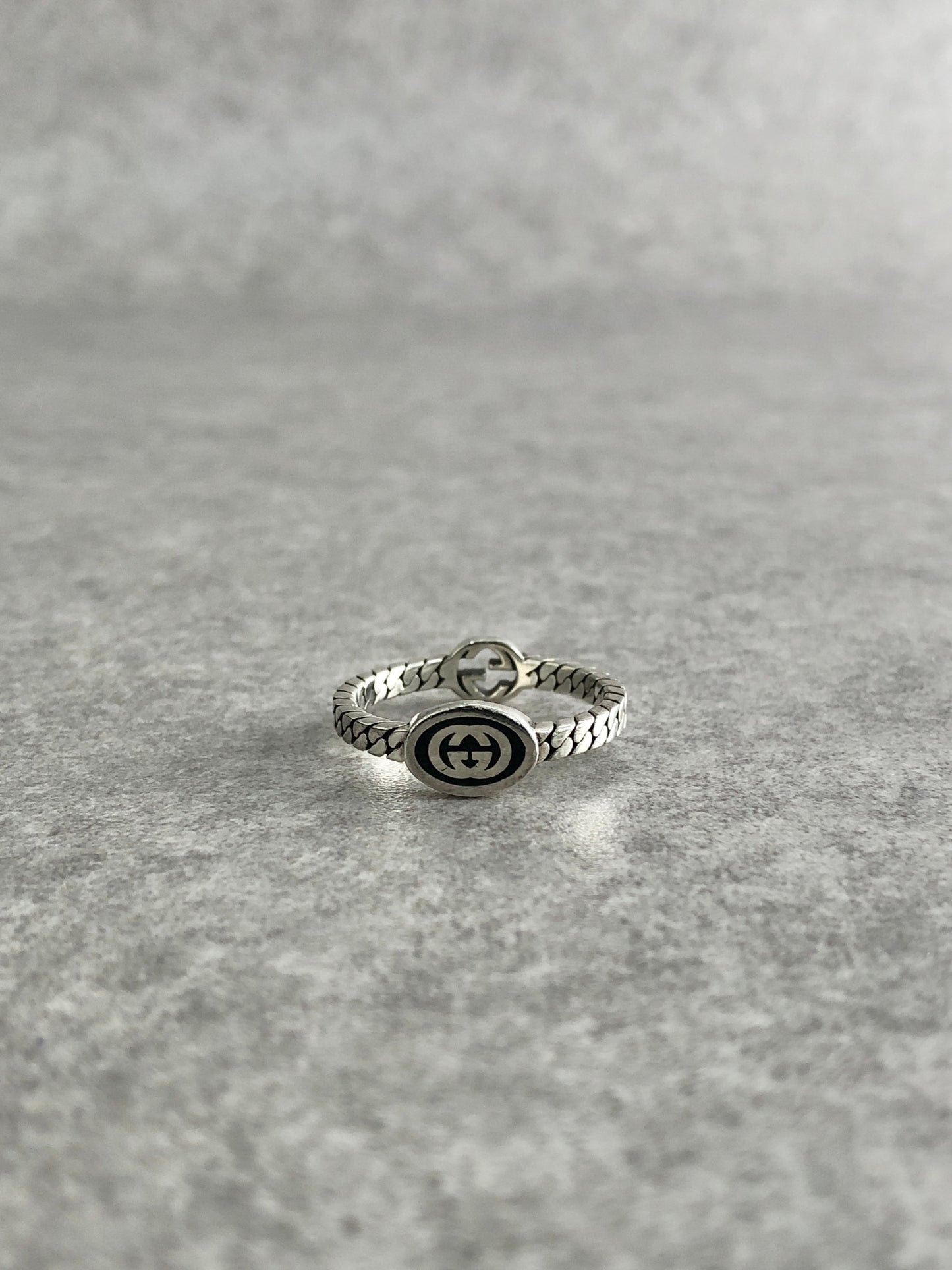 GUCCI Interlocking Ring Silver Vintage p7yvug