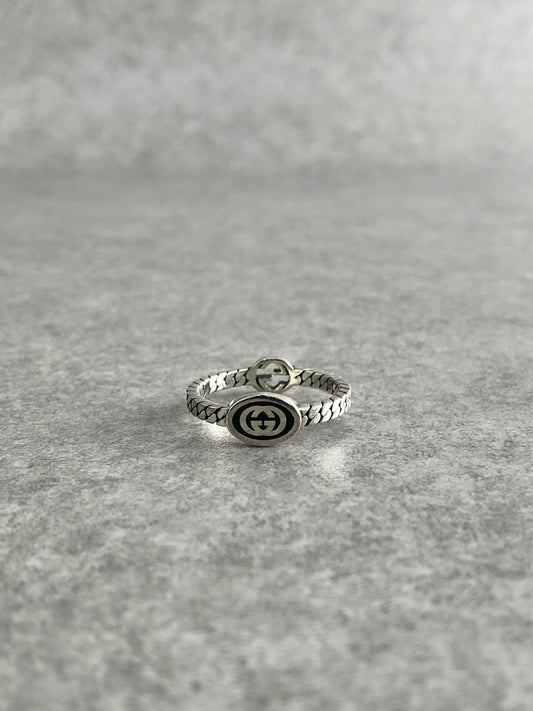 GUCCI Interlocking Ring Silver Vintage p7yvug
