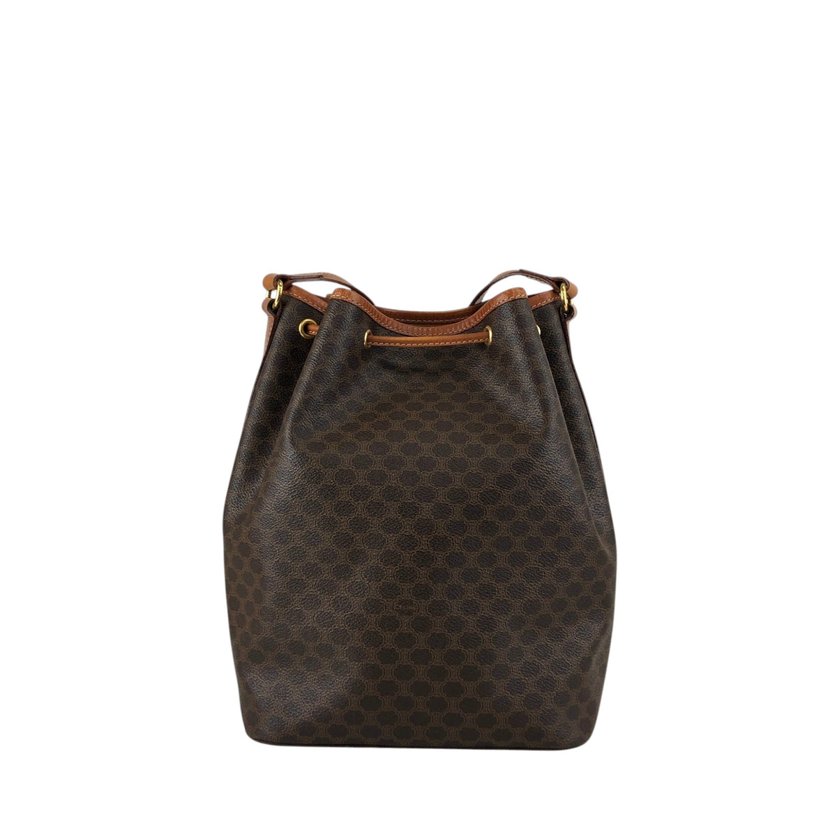 CELINE Macadam Blason Front Pocket Drawstring Shoulder bag Brown Vintage yt4p8e