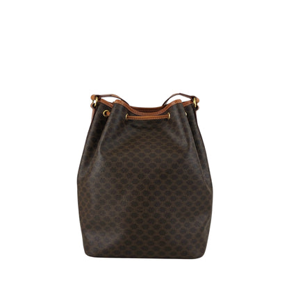 CELINE Macadam Blason Front Pocket Drawstring Shoulder bag Brown Vintage yt4p8e