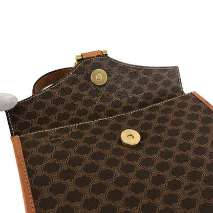 CELINE Macadam Gancini Two-way Handbag Shoulder bag Brown Vintage kgm5ej