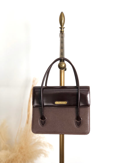 BURBERRY Logo Handbag Brown Vintage fpn5te