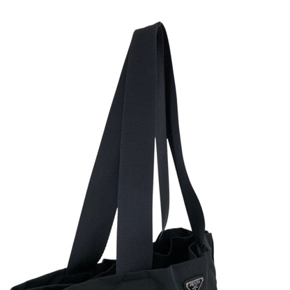 PRADA Tessuto Triangle Logo Totebag Black Vintage fhex45