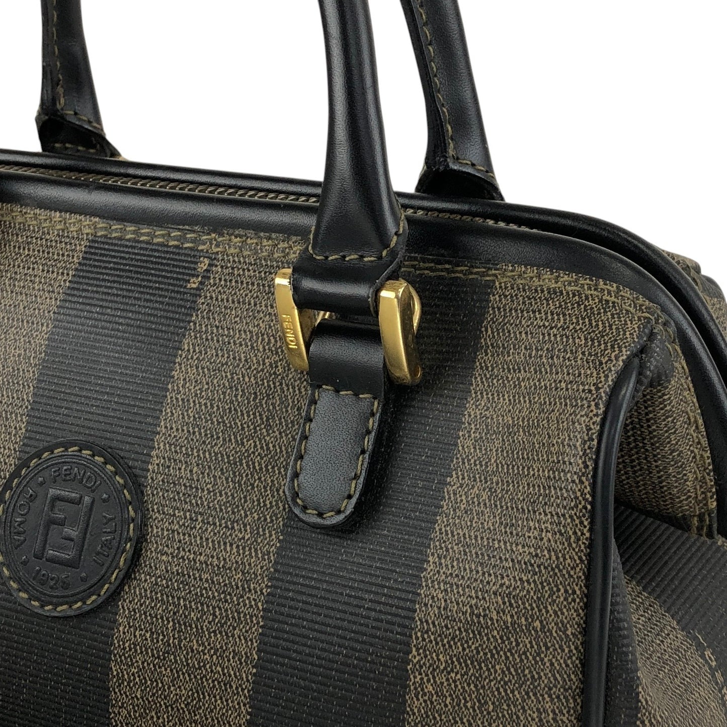 FENDI Pecan Logo Handbag Brown Vintage jfx52s