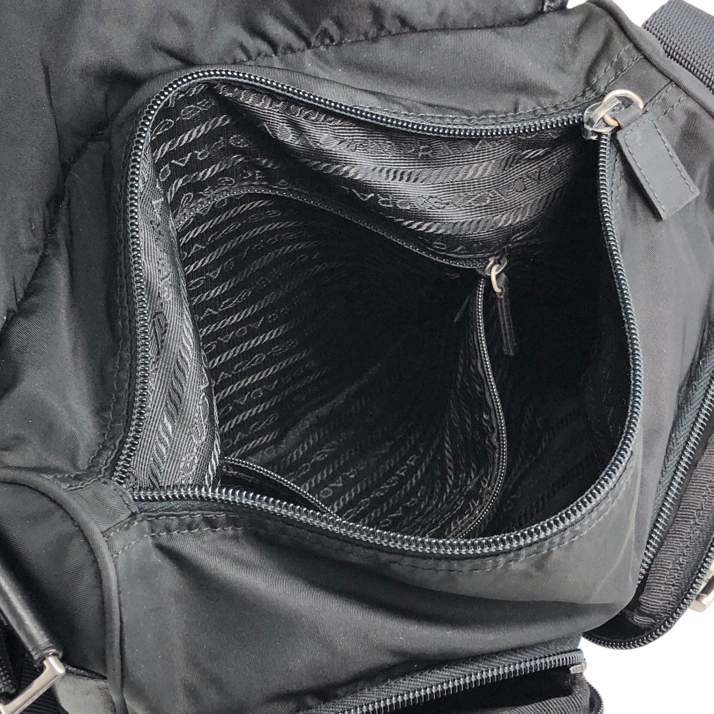 PRADA Triangle Logo Shoulder bag Black Vintage s5jtyw