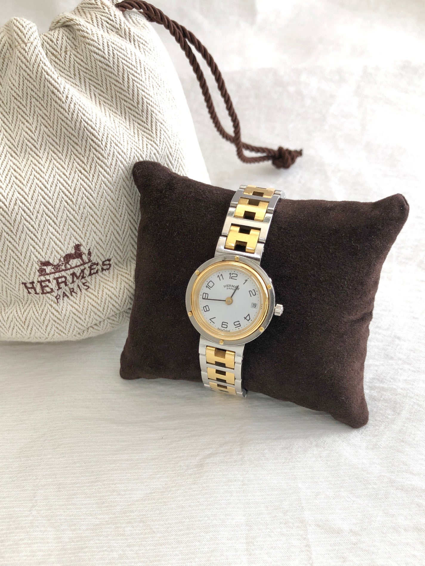 HERMES Watch Silver×Gold Vintage wri6ch