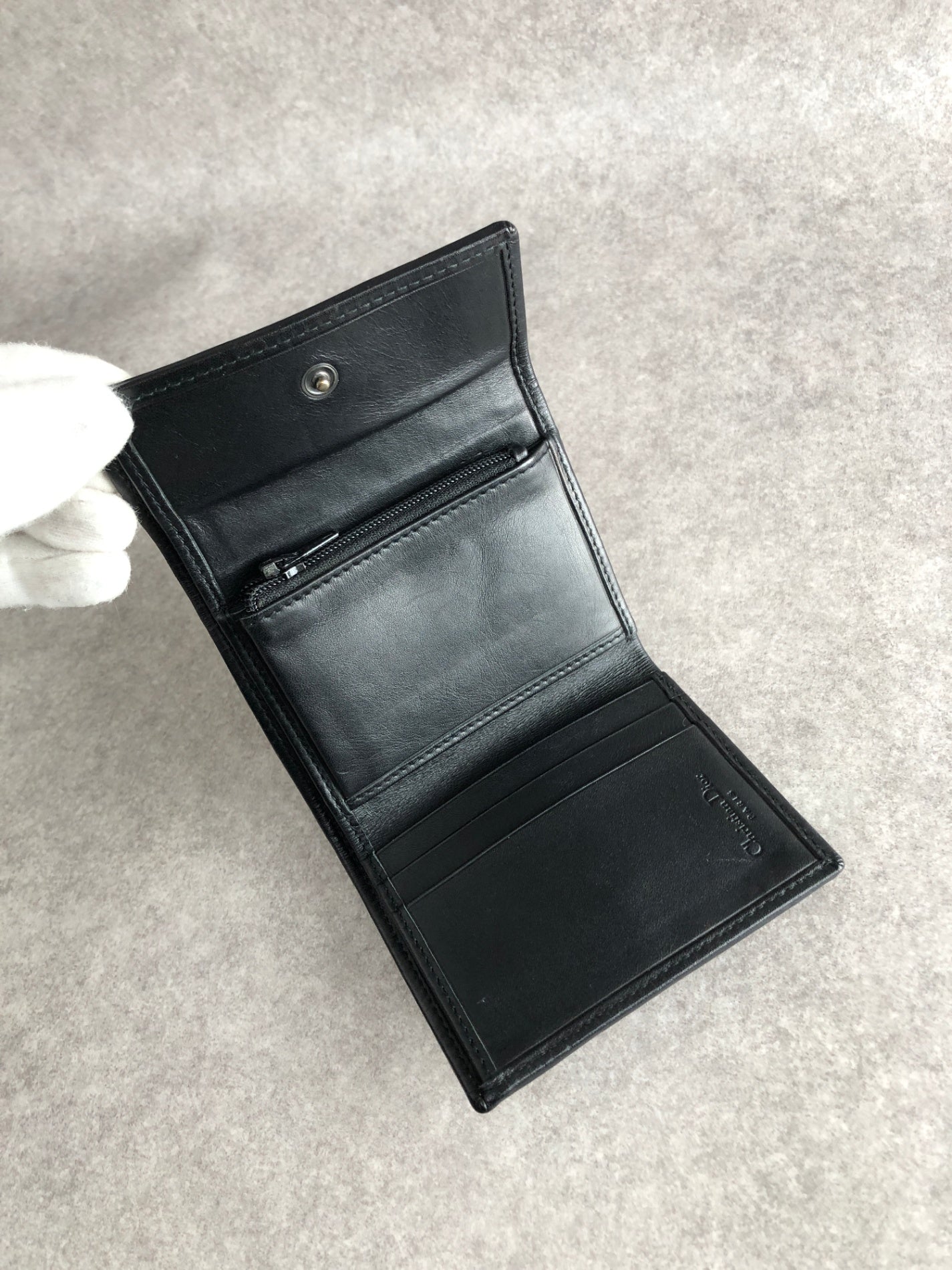 Christian Dior Trotter Trifold Wallet Black MC0073 Vintage gyargz