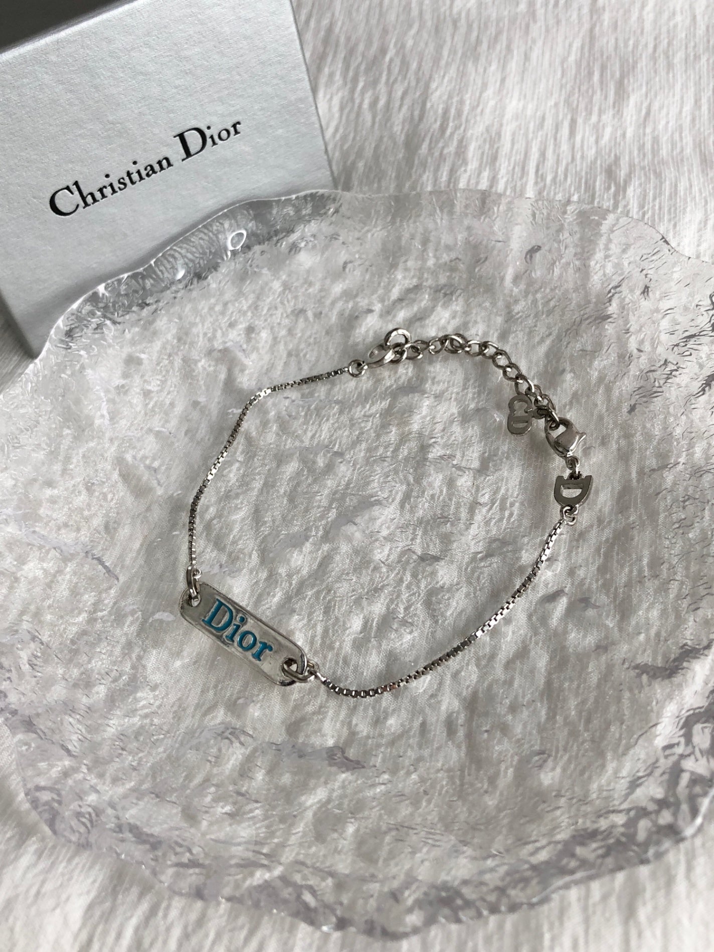 Christian Dior Logo Bracelet Silver Vintage 8dz8ti