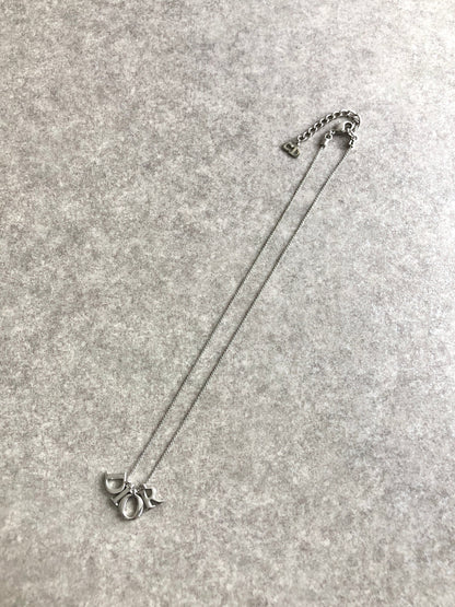 Christian Dior Logo Motif Necklace Silver Vintage 7y523w