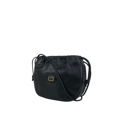 Christian Dior CD Logo Drawstring Shoulder bag Black Vintage 3cpukr