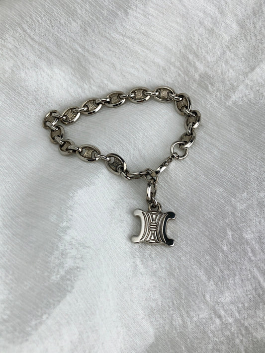 CELINE Triomphe Bracelet Silver Vintage 7vb4pd