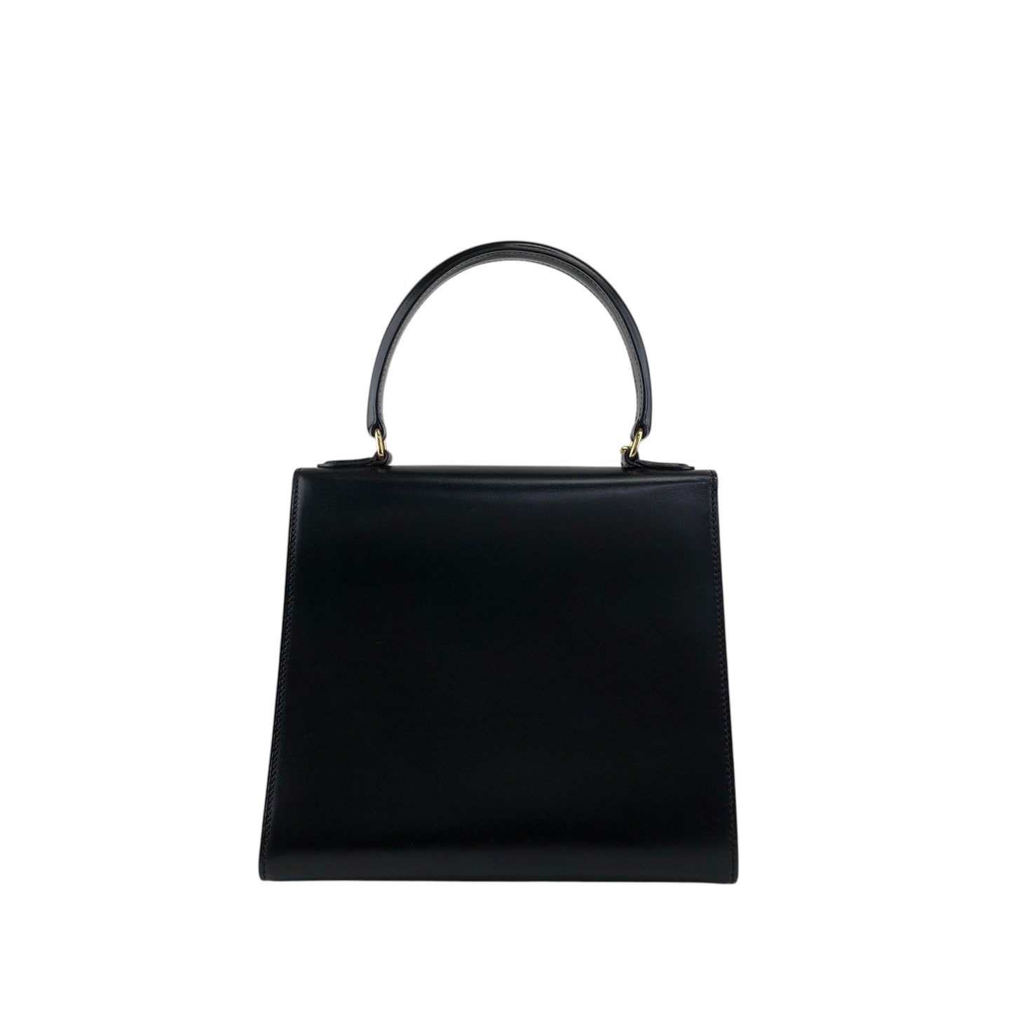 CELINE Gancini Two-way Handbag Shoulder bag Black Vintage r5552p