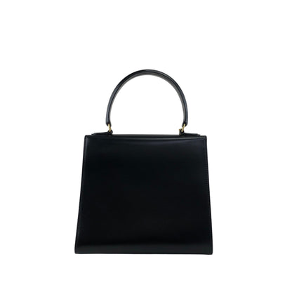 CELINE Gancini Two-way Handbag Shoulder bag Black Vintage r5552p