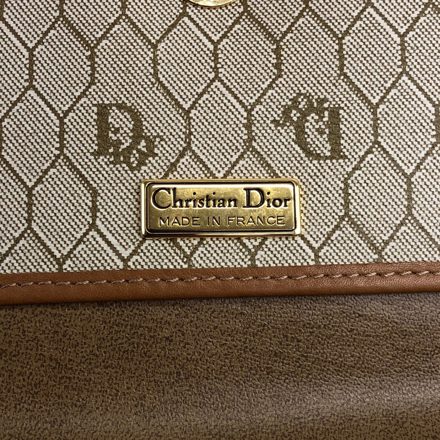 Christian Dior Honeycomb Pattern Shoulder bag Beige Vintage v2ix66