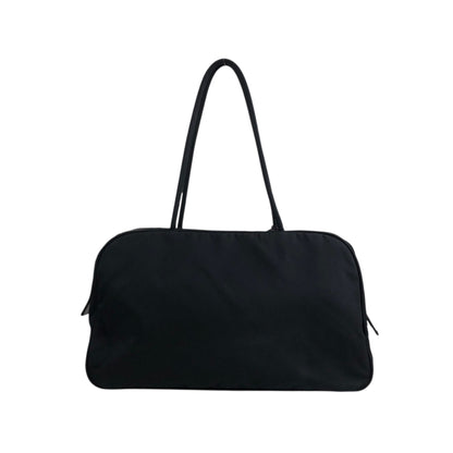 PRADA Triangle Logo Padlock Small Boston bag Handbag Black Vintage a5w87e