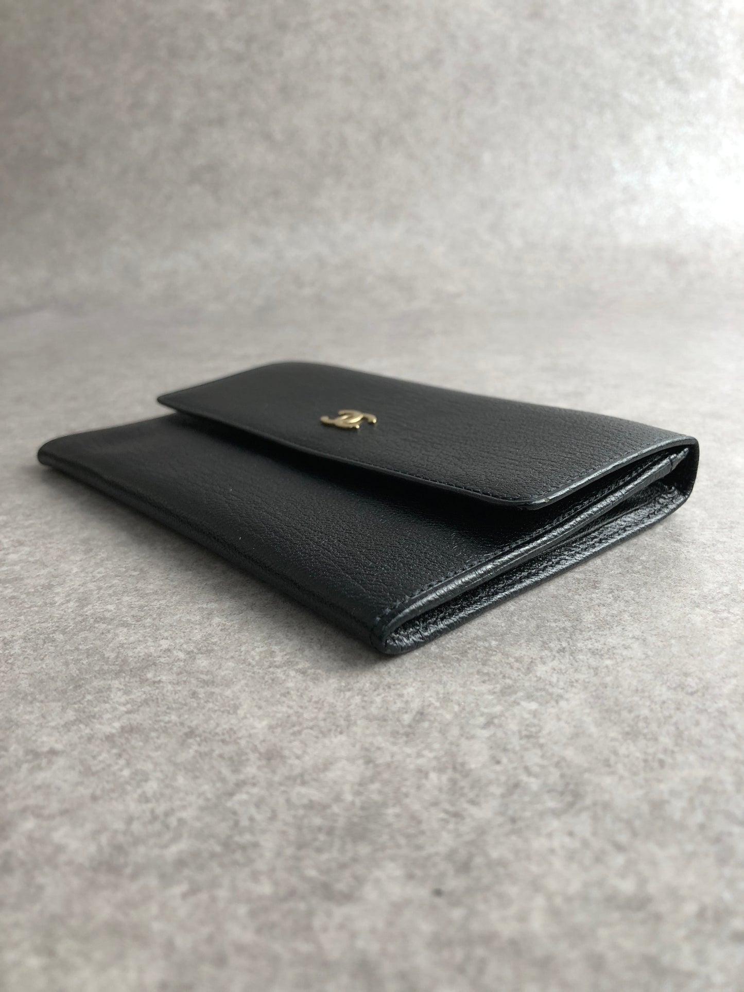 CHANEL Coco Mark Folded Wallet Black Vintage b46bgz