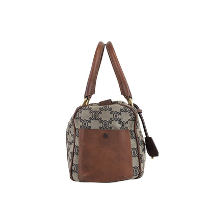 CELINE Blason Small Boston bag Handbag Beige Vintage ypu3vy