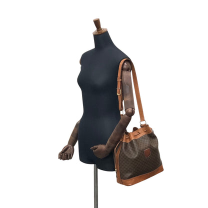 CELINE Macadam Blason Drawstring Shoulder bag Brown Vintage mp3xvi