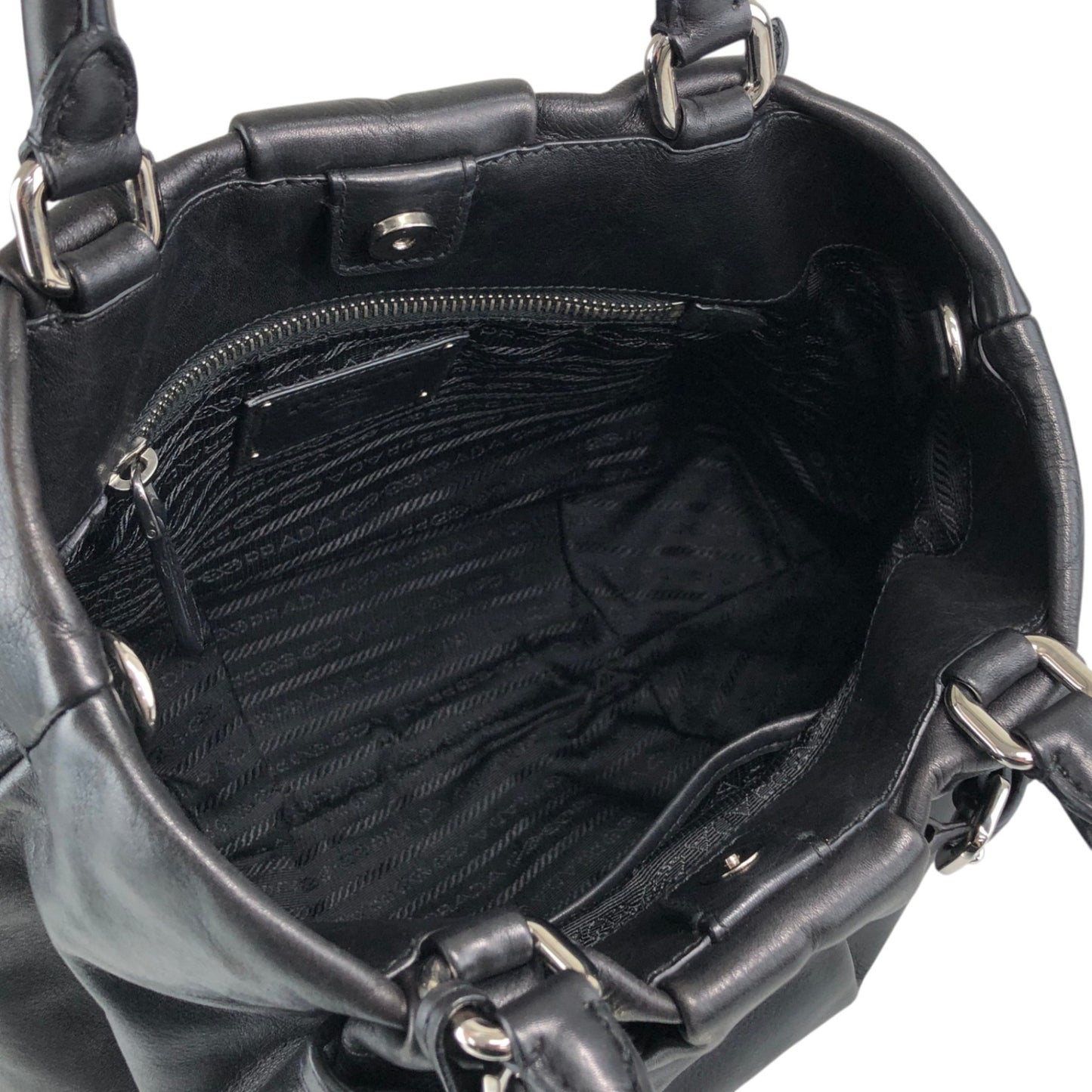 PRADA Logo Two-way Handbag Shoulder bag Black Vintage guwiir