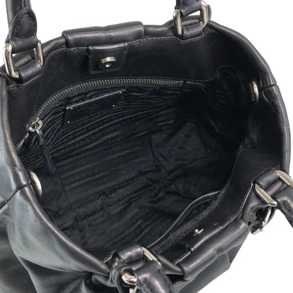 PRADA Logo Two-way Handbag Shoulder bag Black Vintage guwiir