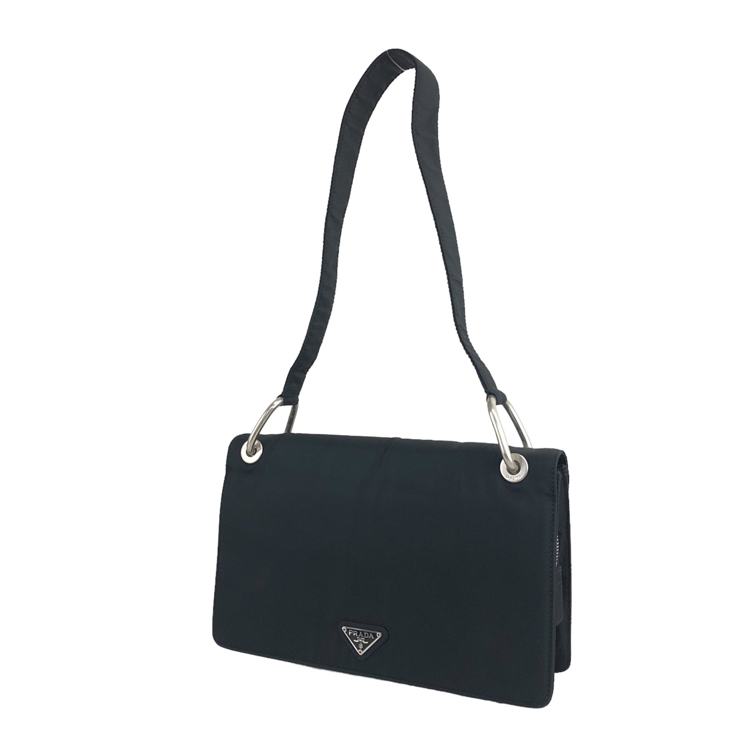 PRADA Triangle Logo Shoulder bag Black Vintage 47ujc8