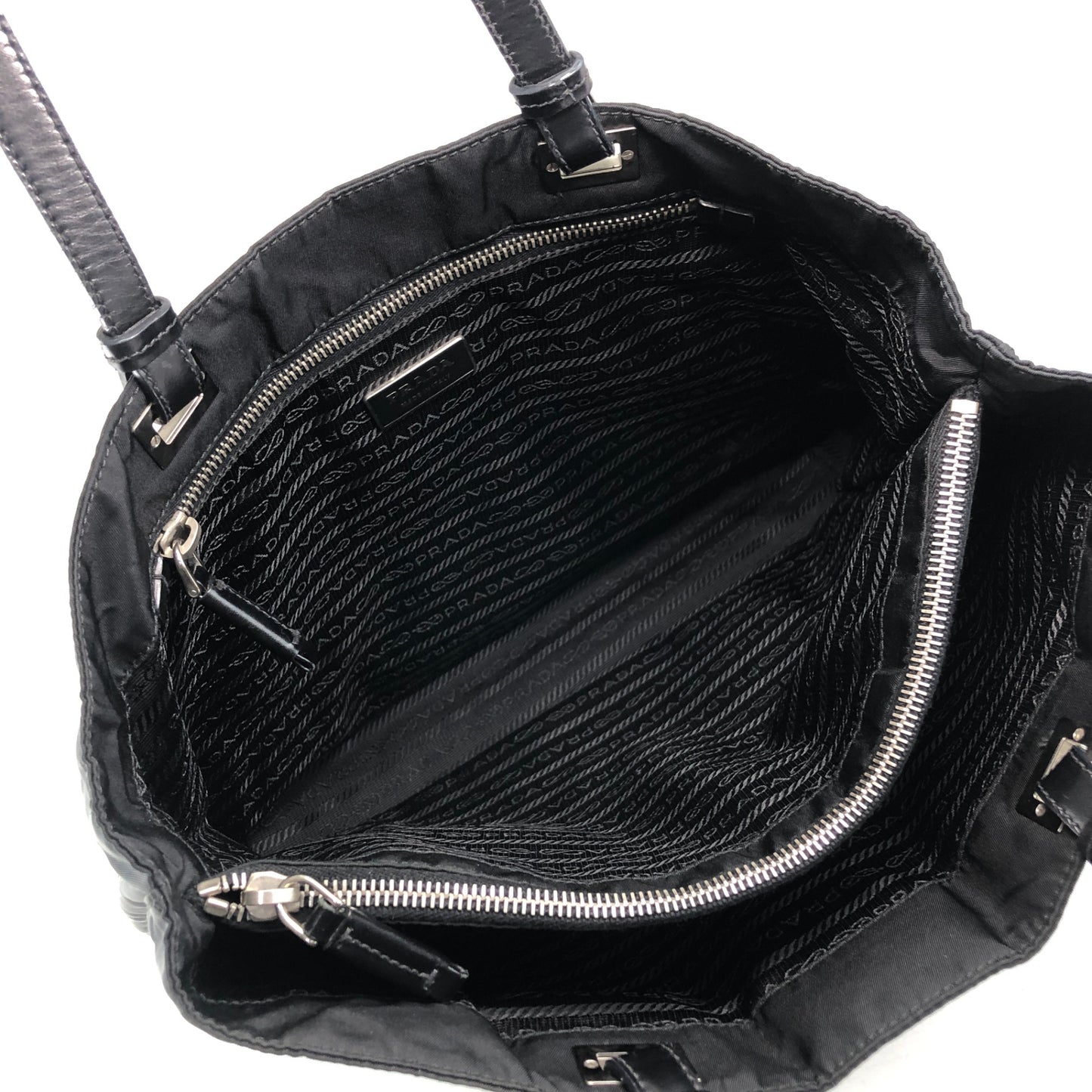 PRADA Tessuto Triangle Logo Totebag Handbag Black Vintage ifsugc