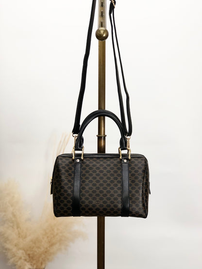 CELINE Macadam Two-way Handbag Shoulder bag Black Vintage ufhk7t