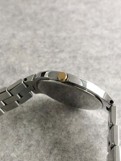 Yves Saint Laurent YSL Logo Quartz Watch Silver×Gold 9620-H13821Y Vintage 2pha88