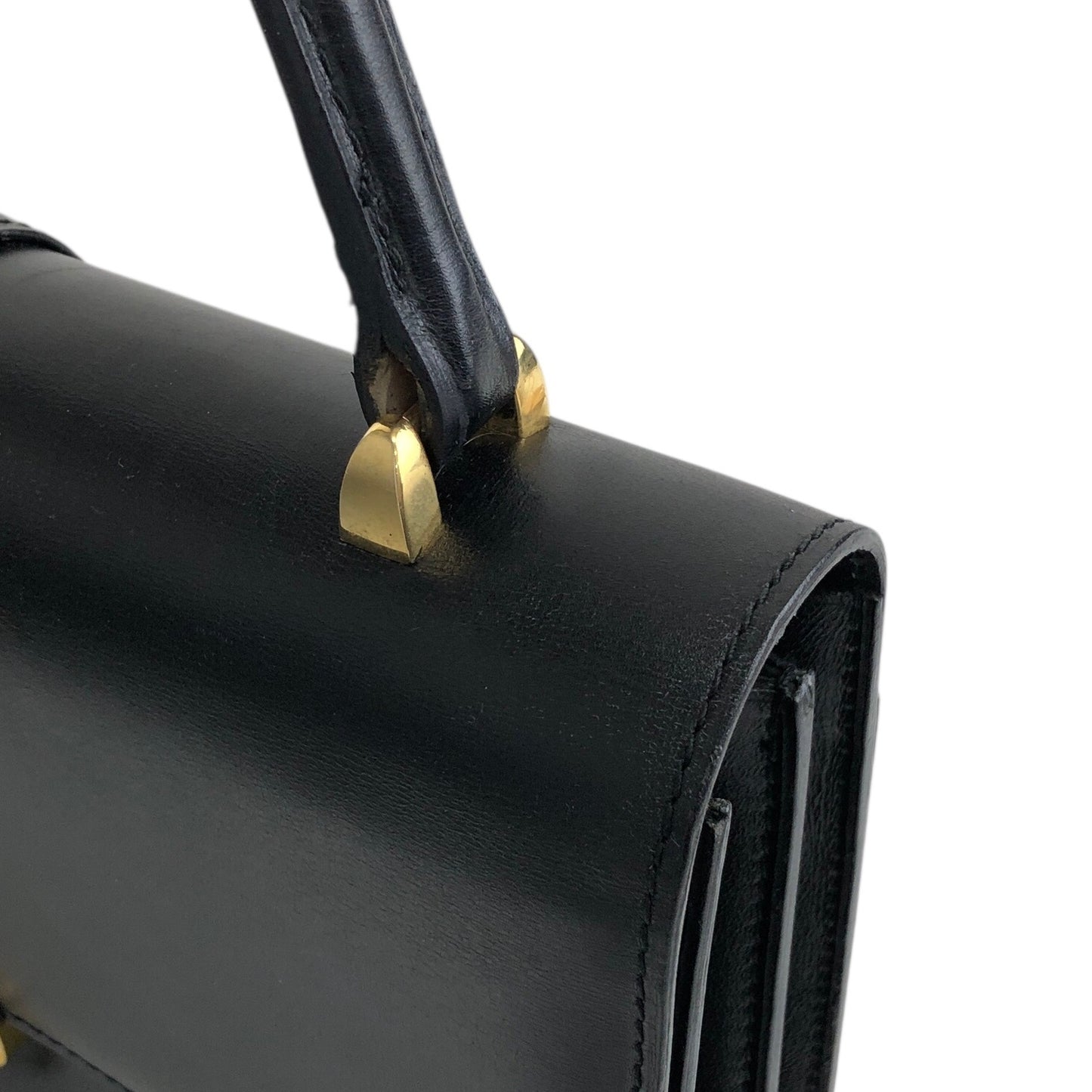 CELINE Horse Bit Top Handle Handbag Black Vintage 68wnsk