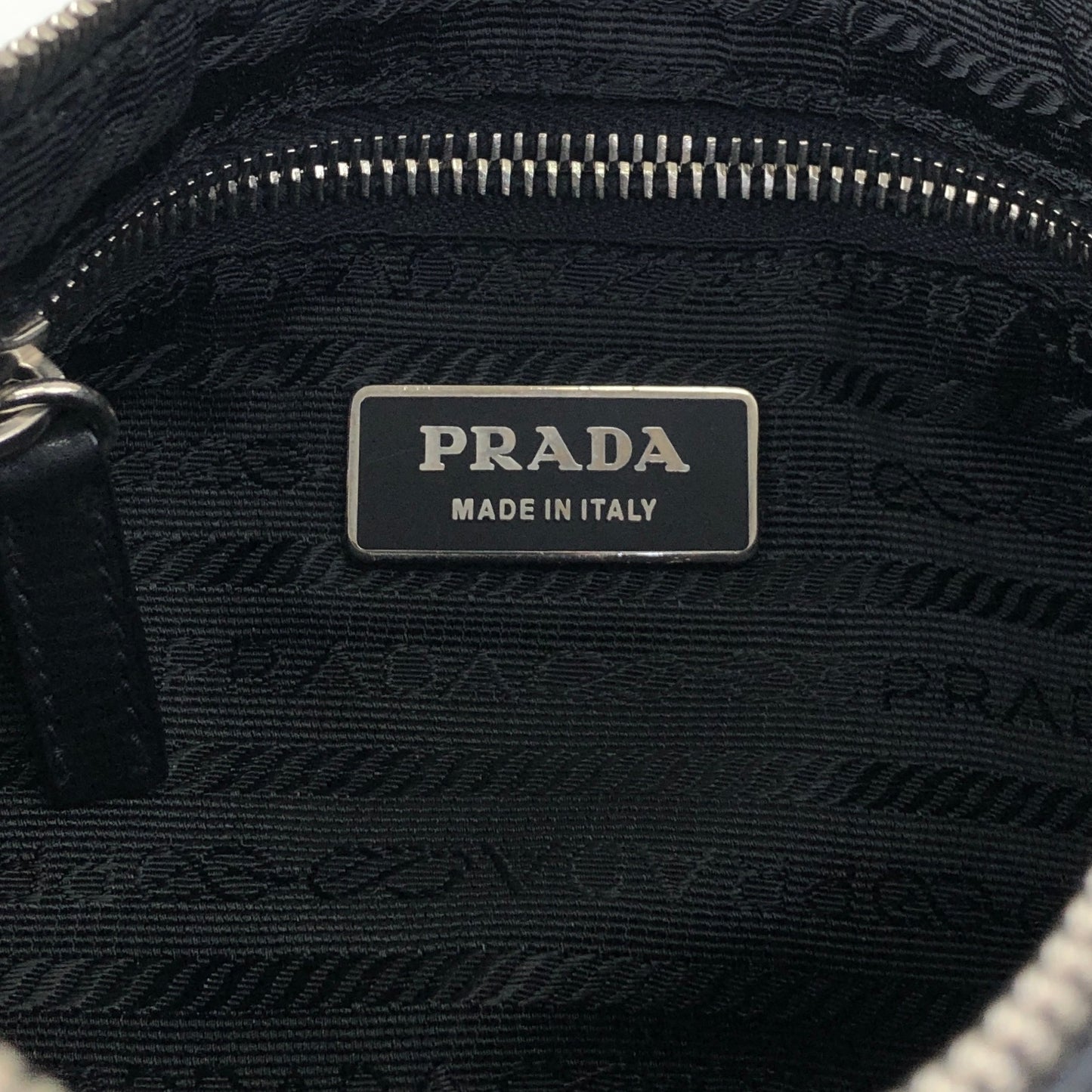 PRADA Triangle Logo Chain Handle Shoulder bag Hobobag Black Vintage zft4vr