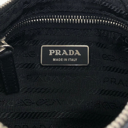 PRADA Triangle Logo Chain Handle Shoulder bag Hobobag Black Vintage zft4vr