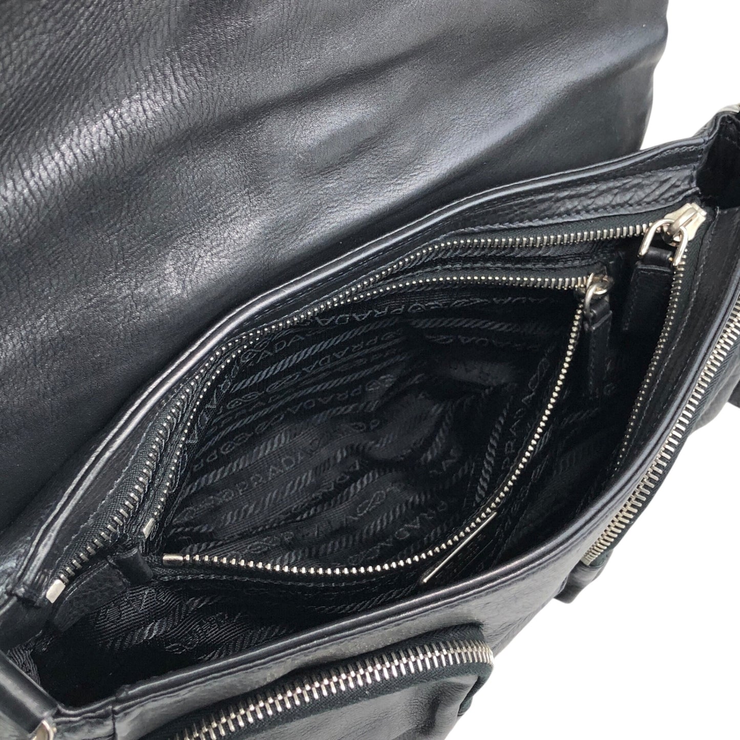 PRADA Triangle Logo Front Buckle  Shoulder bag Black Vintage  wsw3t2