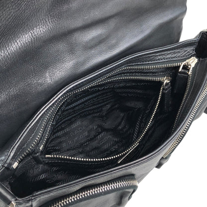 PRADA Triangle Logo Front Buckle  Shoulder bag Black Vintage  wsw3t2